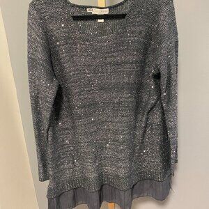 Jaclyn Smith Gray Tunic Sweater With Sequins Size XXL
